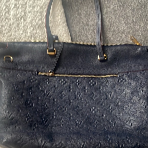 Louis Vuitton Navy Embossed Leather Tote - Picture 5 of 6
